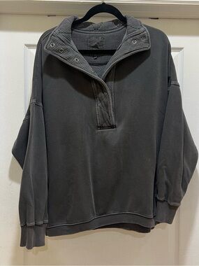 Aerie getaway quarter snap sweater - smoked gray size large